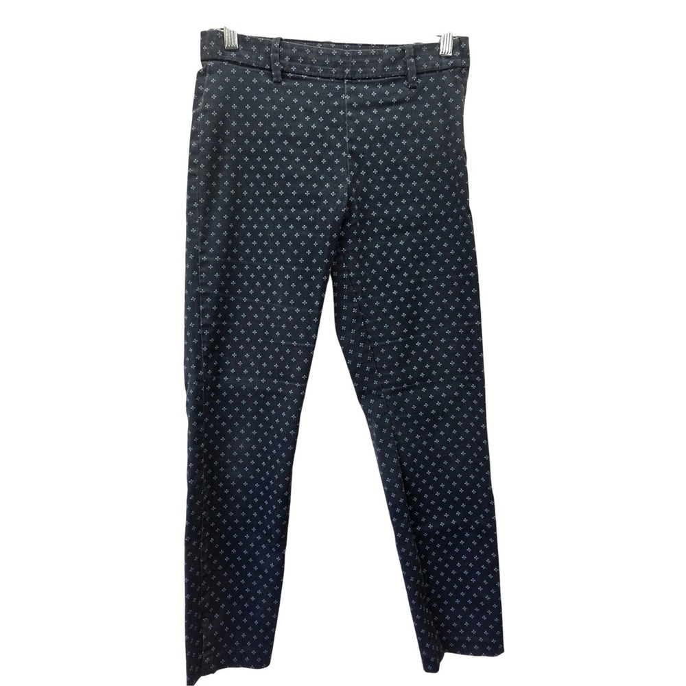 HM Womens Navy Blue Geometric Diamond Print Ankle Pants Size 6 Stretch Trousers
